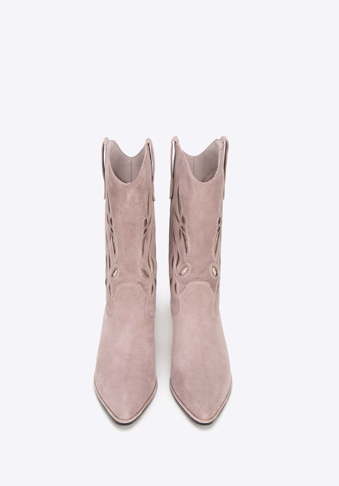 Wittchen Suède Slip-On Cowboylaarzen voor Dames Beige Suède Leer
