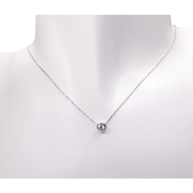 14 karaat wit gouden ketting solitaire