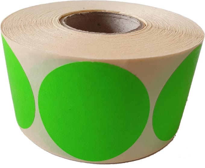 Blanco etiketten op rol - 50 mm rond - groen radiant