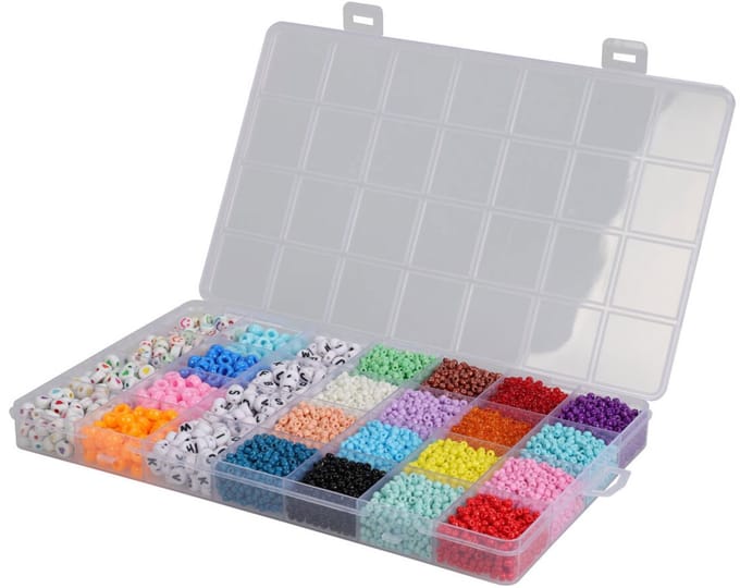 Kralenset creatieve speelset multicolor 28-delig kralen knutselen.