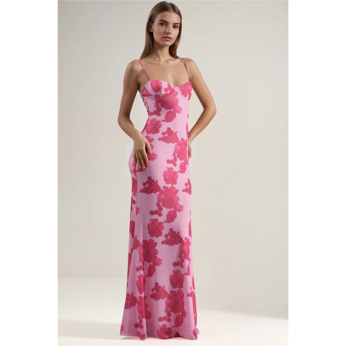 Maxi-jurk met Hartkraag en Bloemenprint