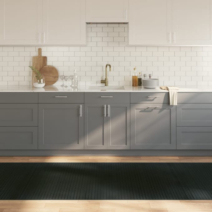 vidaXL - Vloerkleed - rechthoekig - 100x500 - cm - bamboe - grijs