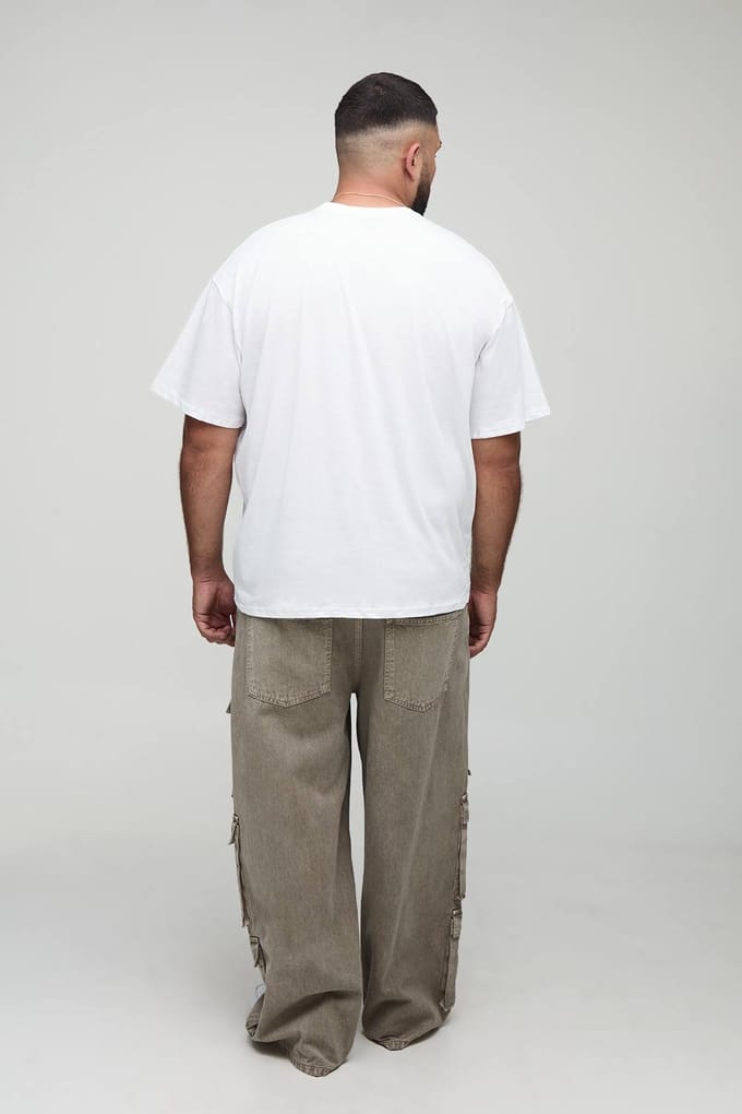 Plus oversized kruisborduur T-shirt | White | Size 2XL