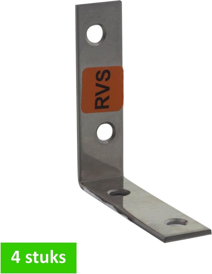 TQ4U stoelhoek 55 x 55 x 20 mm | 2 mm dik | RVS | 4 STUKS