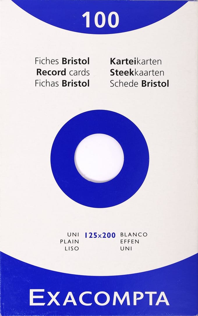 Exacompta 12x etui 100 steekkaarten bristol - effen niet geperforeerd 125x200mm - Wit - 13303E