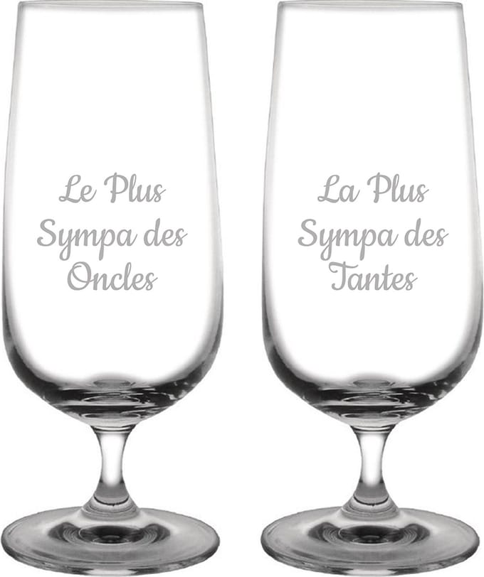Bierglas op voet gegraveerd - 41cl - Le Plus Sympa des Oncles & La Plus Sympa des Tantes