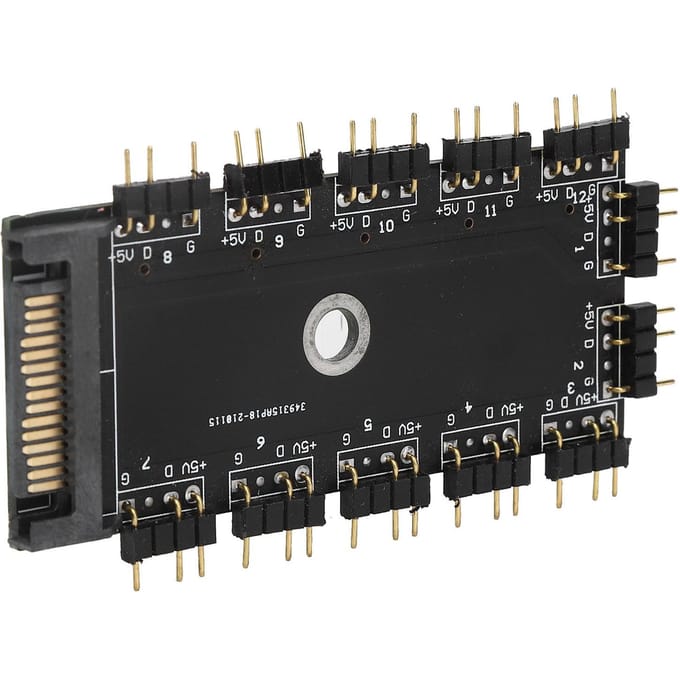 11-weg Splitter Hub 3-pins ARGB Interface Extender RGB LED Besturingsapparaat Accessoires 5V SATA Interface black