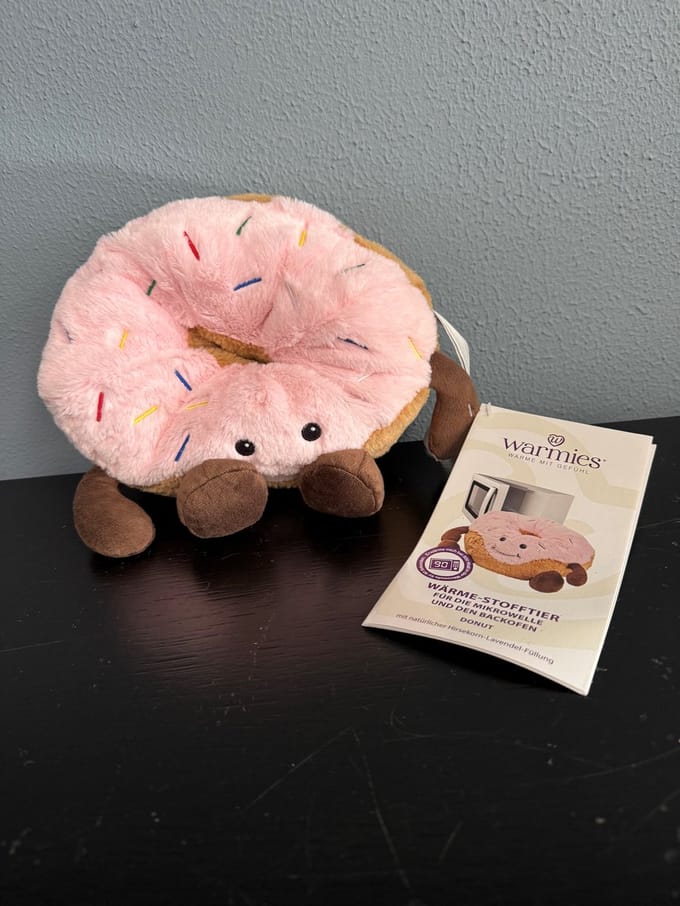 Warmies warmte/magnetron knuffel donut - 20 cm - pittenzak - opwarm knuffel