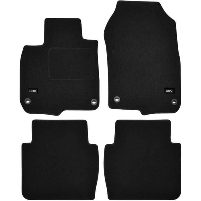 Tapis de sol - Logo - Honda C-RV - Velours noir - 4 pièces - Ajustement précis