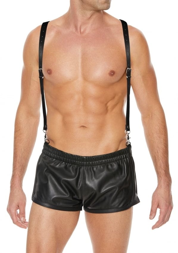Lederen Bretels voor heren voor stoere short - Splitleer