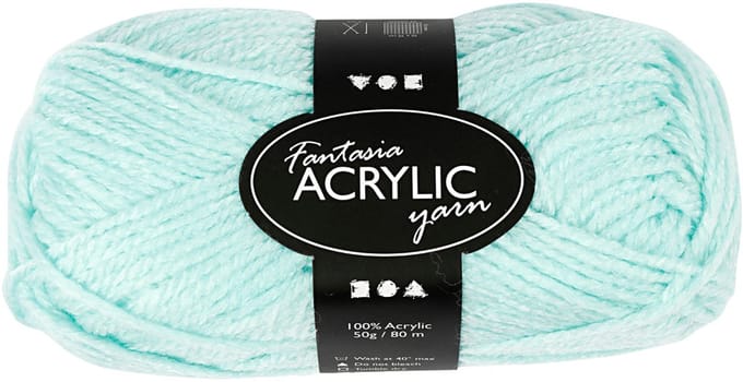 Fantasia acrylgaren, L: 80 m, mint groen, 50gr/ 1 bol
