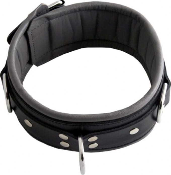 Leren Slavenhalsband Zwart/Grijs - 7.50cm