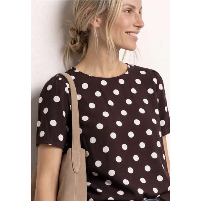 Blouseshirt met korte mouwen en ronde hals