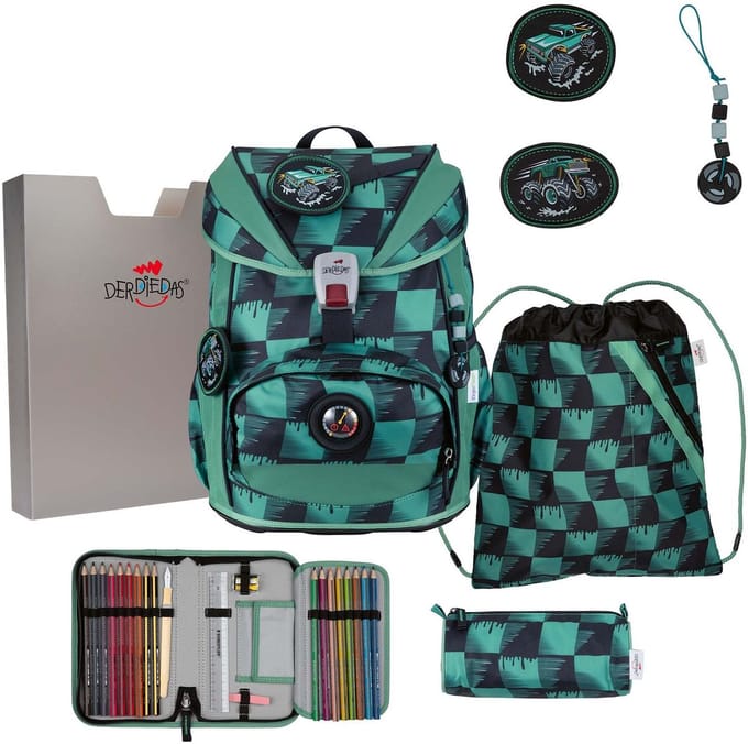 DerDieDas schooltas ErgoFlex Light Superflash Set 6-delig Super Truck groen