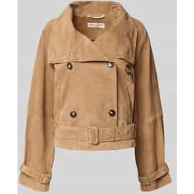 relaxed fit leren jack trenchcoatlook