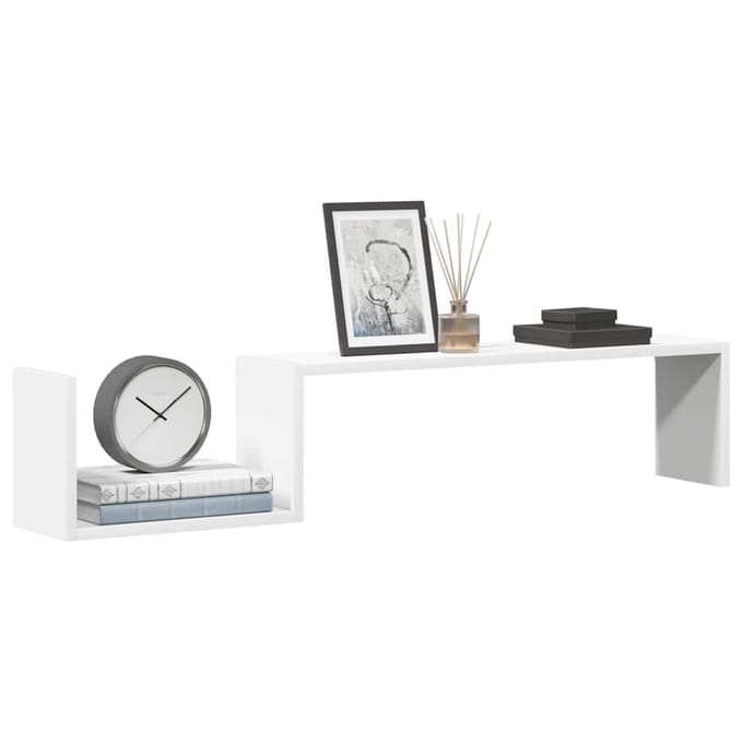 vidaXL - Wandschappen - 2 - st - 100x15x20 - cm - bewerkt - hout - wit