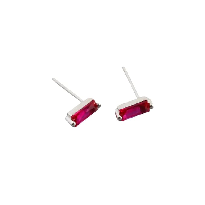 YOLA Stud Oorbellen | Roze/Zilver | 7,8 x 3 mm | 925 Silver