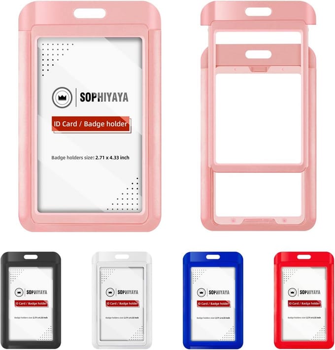 ID-badgehouders - Kaarthouders - Veilig Identificeren - Dubbele Kaart Capaciteit - 2 Stuks - Roze