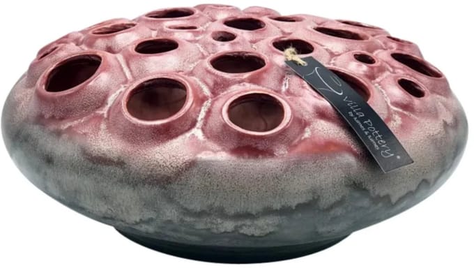 Grijs Bordeaux Rood vaas Coral D34 x H15