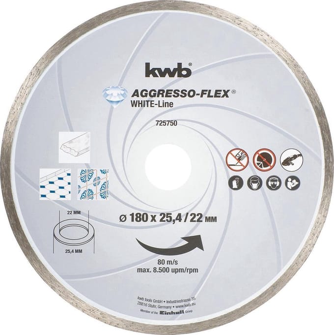 kwb 725750 Diamanten doorslijpschijf Diameter 180 mm Boordiameter 25.4 mm 1 stuk(s)