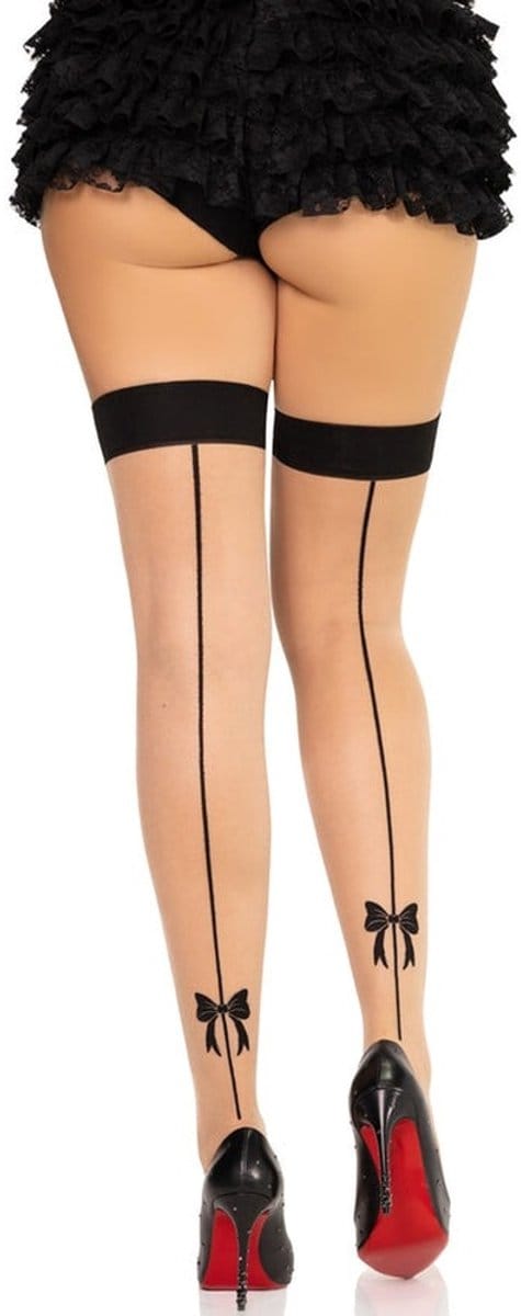 Leg Avenue - Spandex Backseam Kousen - beige/Zwart