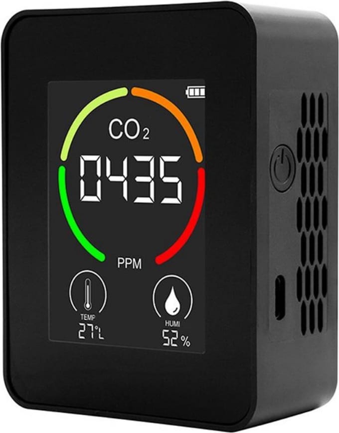 New Age Devi - 3-in-1 Co2 meter - Hygrometer - Luchtvochtigheidsmeter - Zwart
