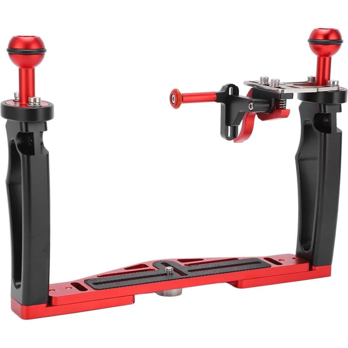 Dubbele Handgreep Tray Stabilisator Rig Duiken Onderwater Camera Behuizing Tray met Ontspanknop black