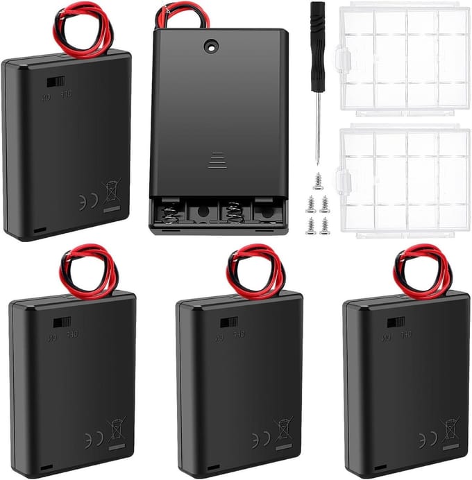 Batterijhouders AAA - Batterij Cases - Elektronica Projecten - Met Schakelaar - 5 Stuks - Zwart