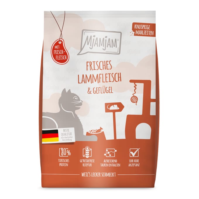 1,5kg MjAMjAM Knapperige Maaltijden Lam & Gevogelte Kattenvoer droog