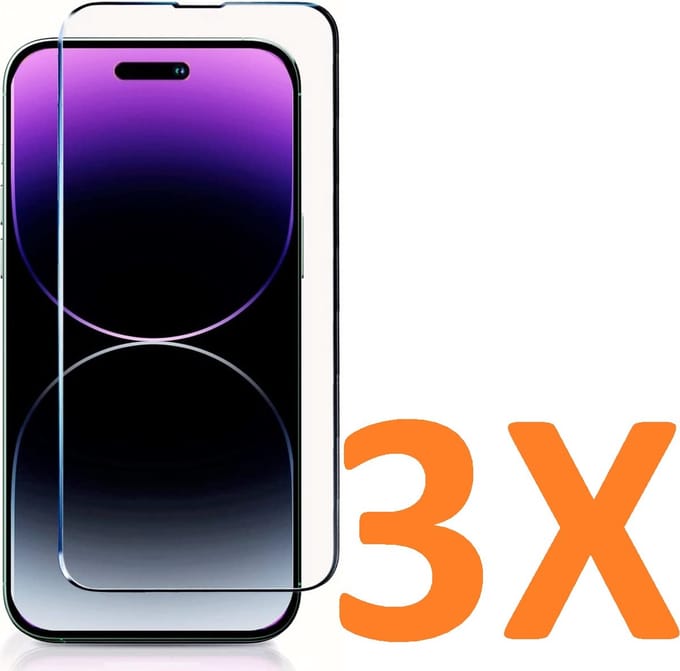 Screenprotector Glas - Tempered Glass Screen Protector- 3x Geschikt voor: Apple iPhone 15 Plus