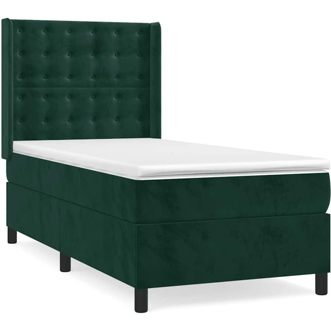 vidaXL - Boxspring - met - matras - fluweel - donkergroen - 100x200 - cm