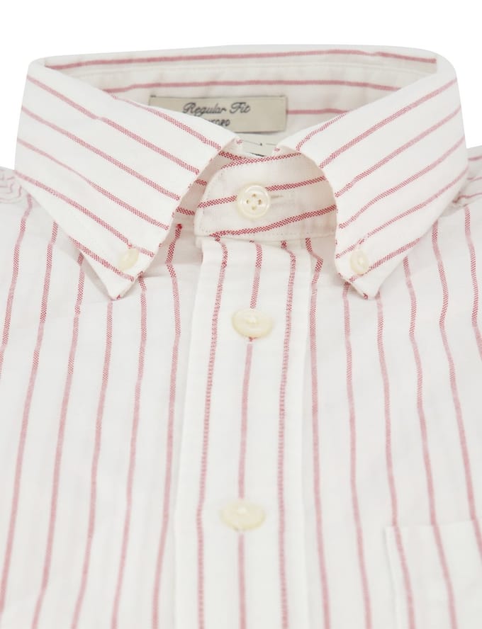 Gant overhemd wit Regular Fit roze gestreept