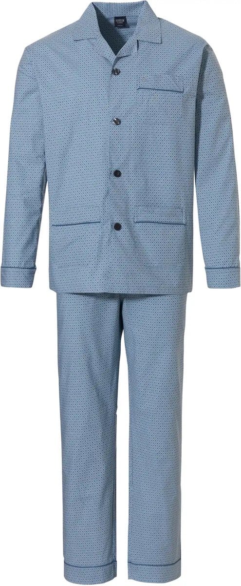 Robson Heren pyjama katoen knoopsluiting - 507 - 68 - Blauw