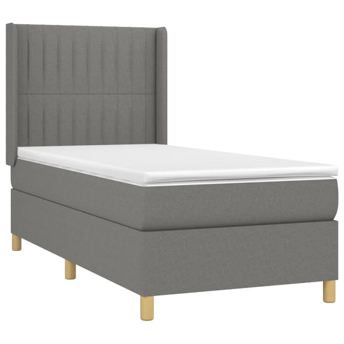 vidaXL - Boxspring - met - matras - stof - donkergrijs - 100x200 - cm