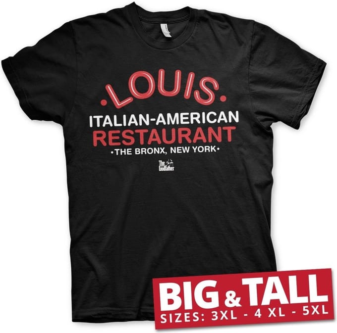 The Godfather Louis Restaurant Big & Tall T-shirt Zwart