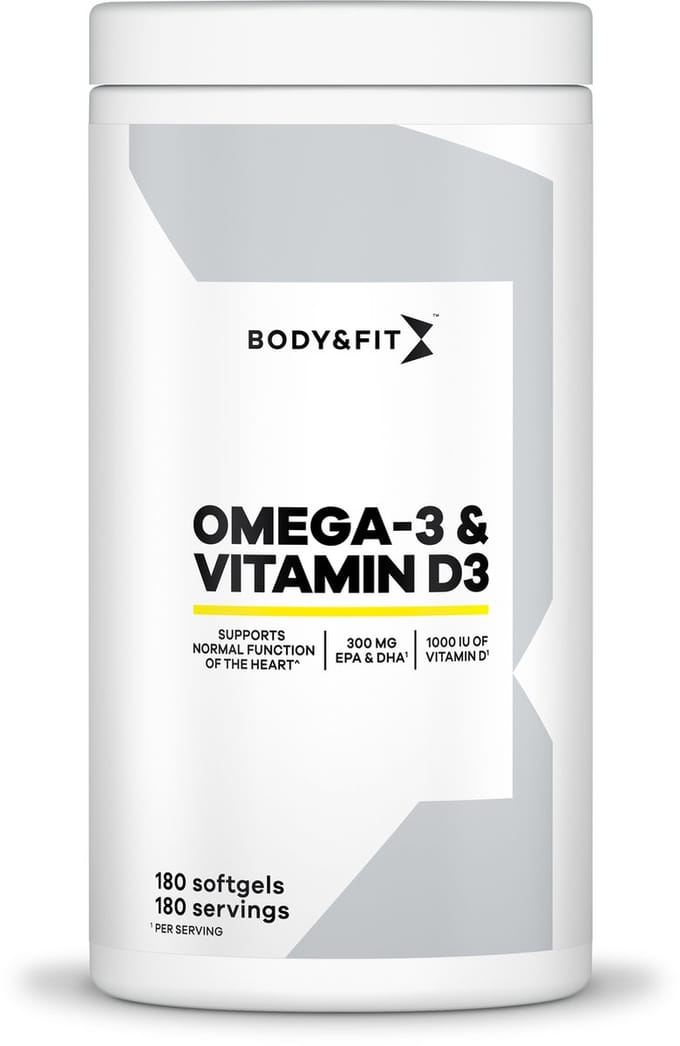 Body & Fit Omega-3 & Vitamine D3 - Visolie Capsules - Vitamine D3 1000 IU - 180 stuks