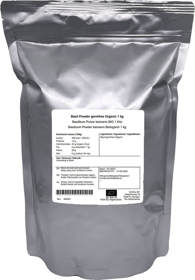 Basilicum Poeder Kiemarm - 1 Kg - Holyflavours