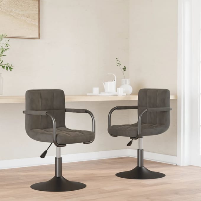 vidaXL - Eetkamerstoelen - draaibaar - 2 - st - fluweel - donkergrijs