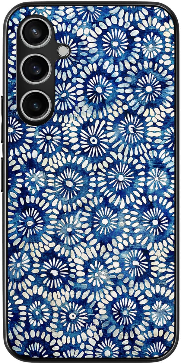 Hoesje geschikt voor Samsung Galaxy S23 FE - Azure daisies - TPU Hard Case Backcover - Blauw - Mooie Telefoonhoesjes