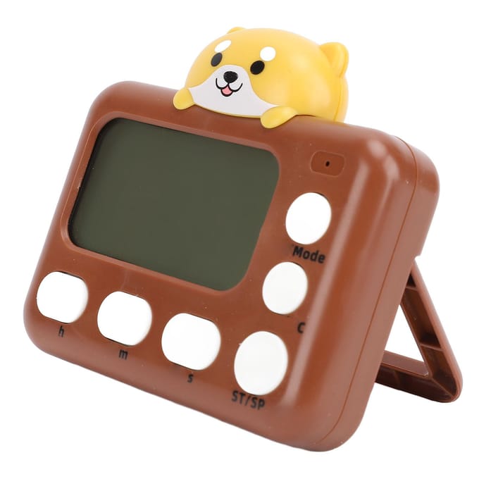 Digitale Keukentimer Plastic Schattig Cartoon Uiterlijk Elektrische Kooktimer voor Studeren Hond gray