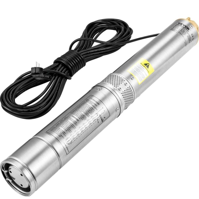 Pompe Submersible pour Puits Profond, 750W 230V/50Hz, 100L/min 66 m de Charge Résistante au Sable