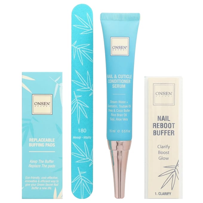 Onsen Secret, Kit de défi de redémarrage des ongles, 4 pièces white