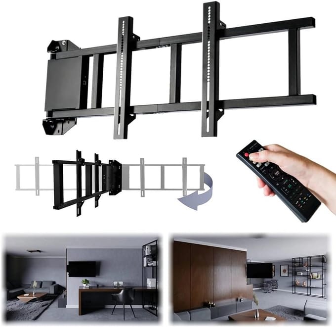 Motorized TV Wall Mount 75 inch - 40kg Adjustable with Remote Control - Smart Home Solution for LED LCD OLED QLED Screens