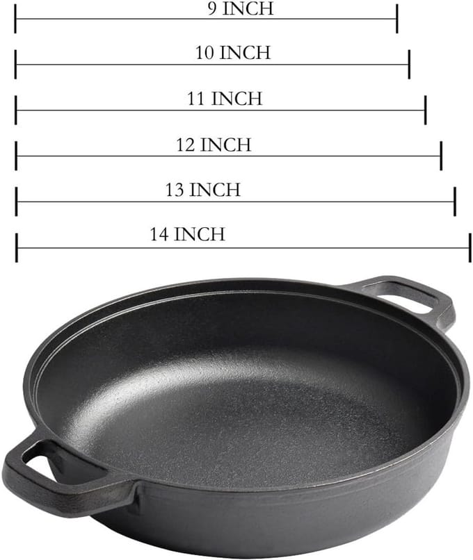 Gietijzeren Koekenpan met Handgrepen Diep 9 Inch