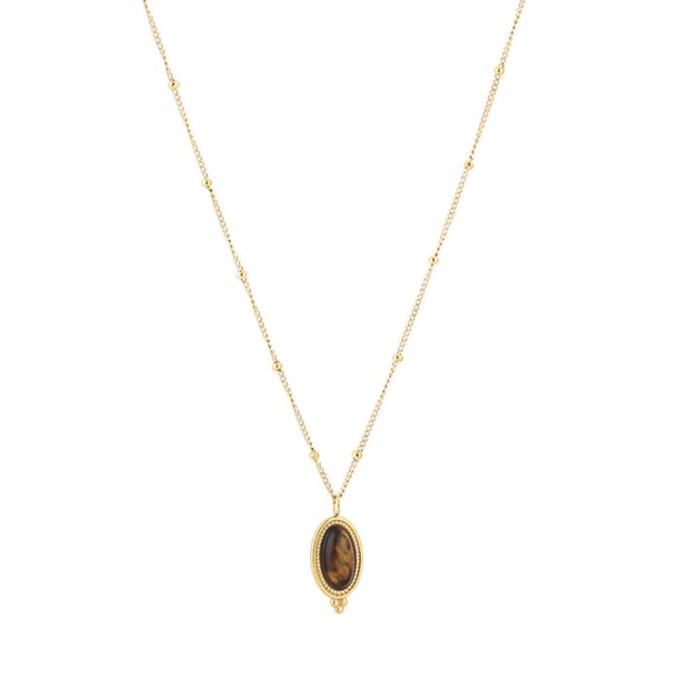 Bijoutheek Collier Tribal Dots Tiger Eye