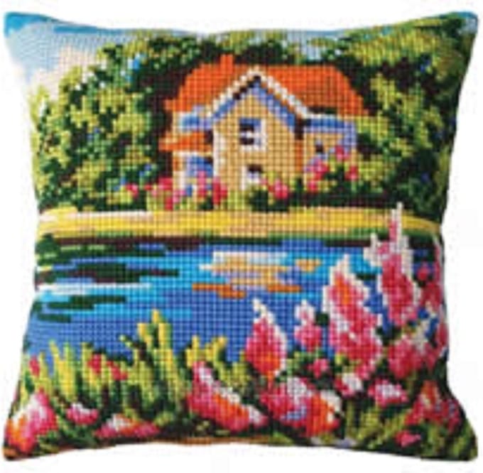 Lake House Kruissteekkussen Collection D'Art 5448