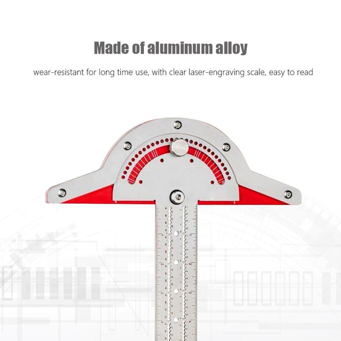 Multifunctionele meetliniaal Timmerliedenliniaal Houtbewerking Positioneringsgereedschap Hoekverstelliniaal 10in white