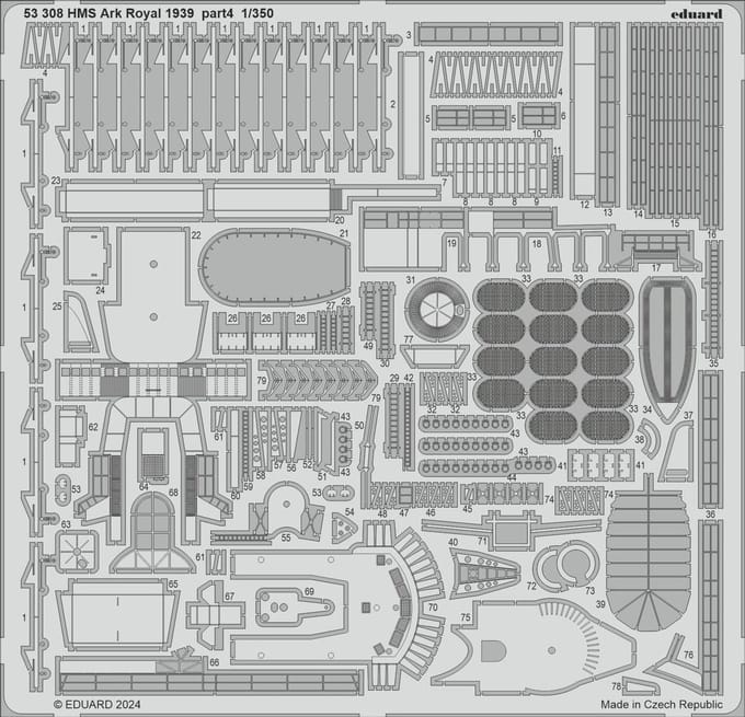 Eduard Modelbouwdecoratie - 53308 Photo-Etch Accessoires voor HMS Ark Royal 1939 part 4 - Photo-etch