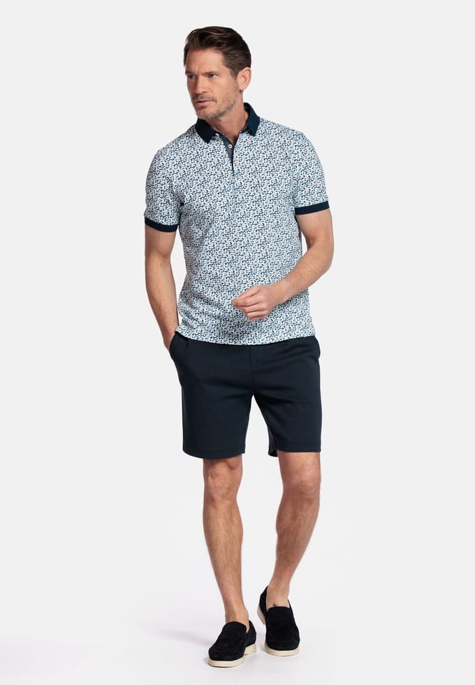 Baileys Pastel Blue Standaard korte mouw Modern Fit Print Polo 515230 62