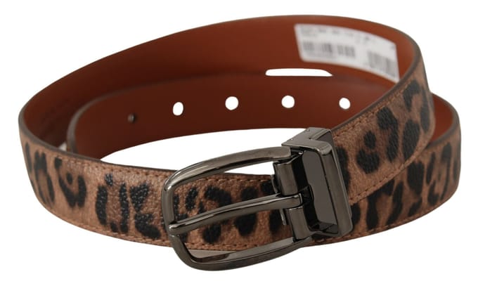 Dolce & Gabbana Bruine Luipaard Geïmpregneerde Leren Gesp Ceintuur